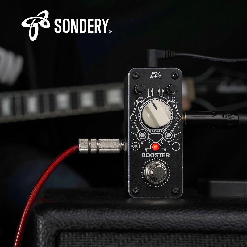 Sondery Boost Pedal for Electric Guitar and Bass, Mini Clean Booster Pedal, True Bypass, More or Less 14dB Change for Frequencies Under 250Hz or Above 1KHz, Art Design Series Pedal - Image 4